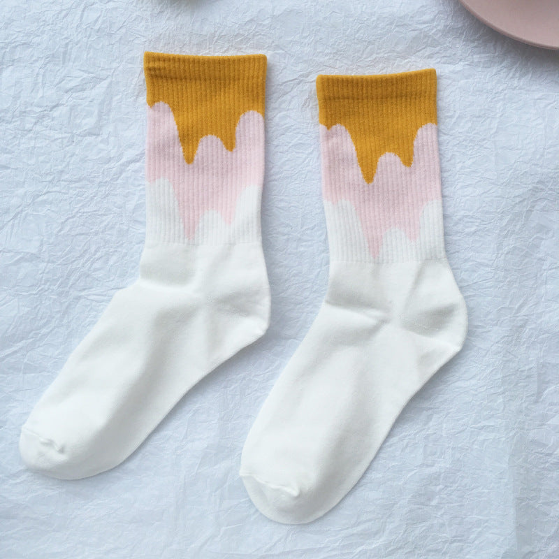 Candy Color Matching Street All-match Cotton Socks And Tube Socks Women