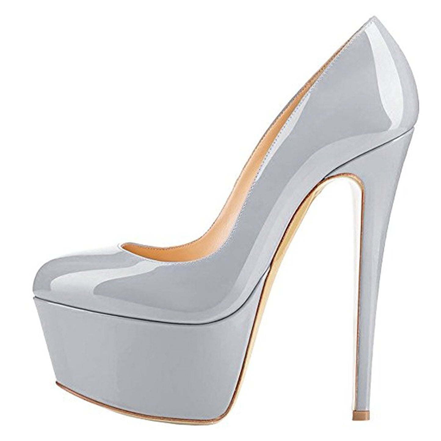 Large Size Round Toe Thick Water Platform Stiletto High Heel Women's Single Shoes