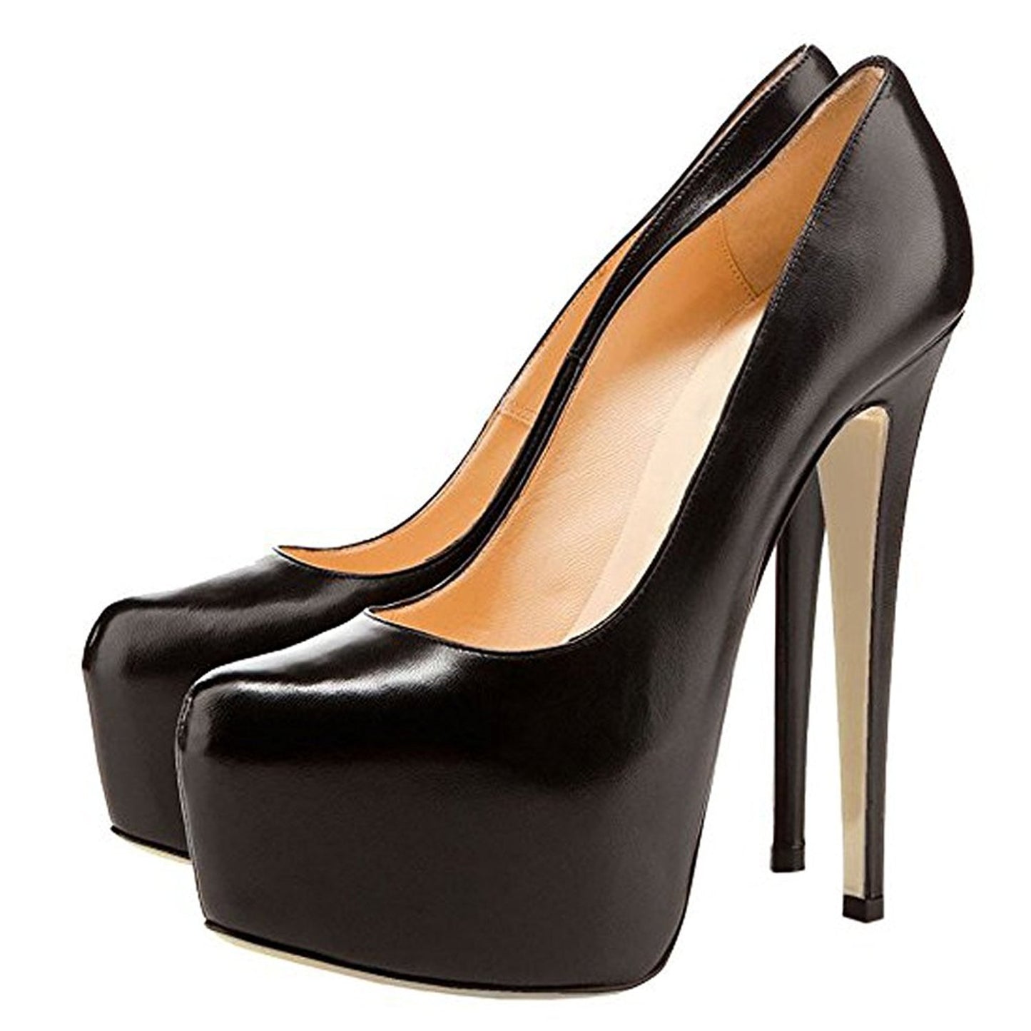 Large Size Round Toe Thick Water Platform Stiletto High Heel Women's Single Shoes