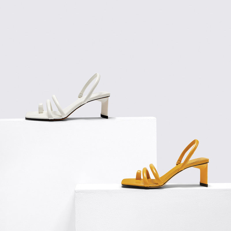 New French Style Mid-Heel Strap Sandals