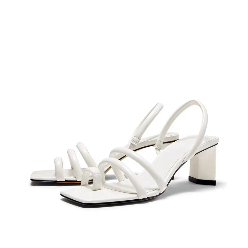 New French Style Mid-Heel Strap Sandals