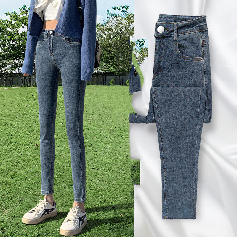 High-Waisted Jeans Women's Pants Summer, Spring And Autumn, New Spring,Tight-Fitting,Slim-Fitting, Black Nine-Point Pants