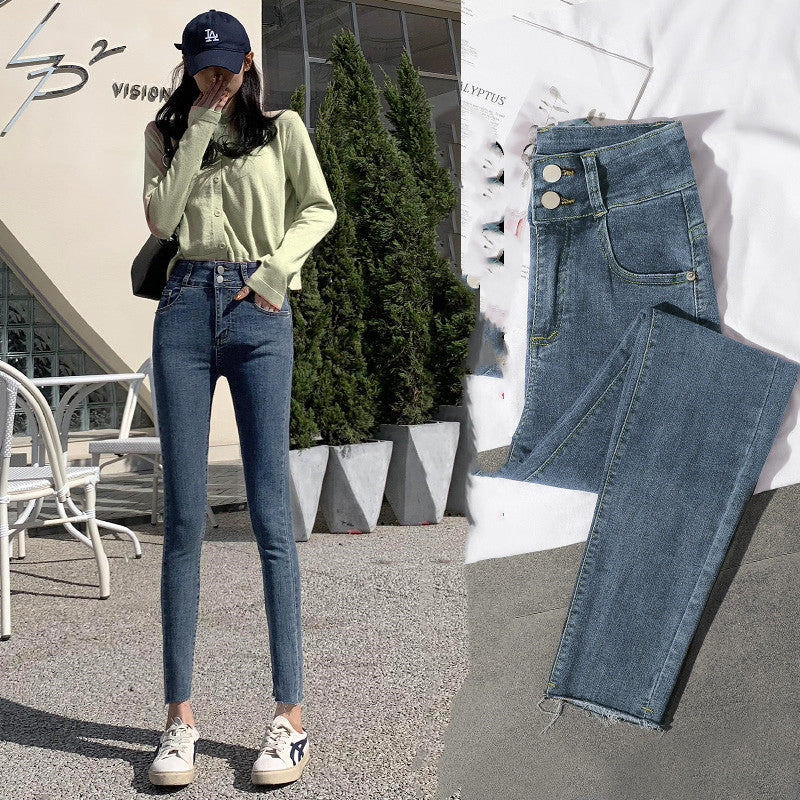 High-Waisted Jeans Women's Pants Summer, Spring And Autumn, New Spring,Tight-Fitting,Slim-Fitting, Black Nine-Point Pants