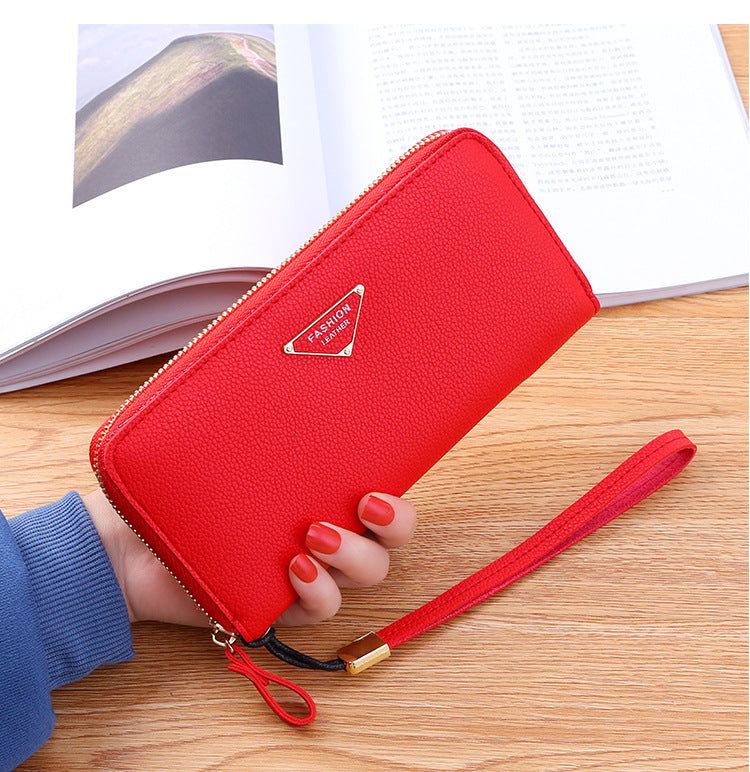 Casual Single Pull Ladies Wallet  Lychee Pattern Large Capacity Ladies Handbag Clutch