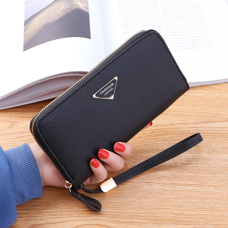 Casual Single Pull Ladies Wallet  Lychee Pattern Large Capacity Ladies Handbag Clutch