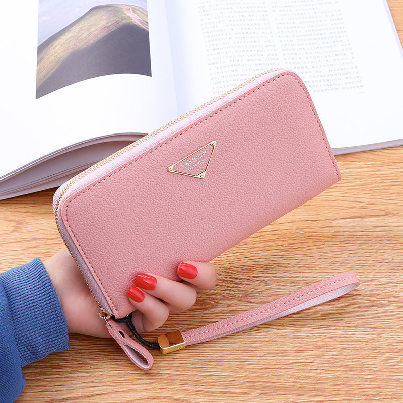 Casual Single Pull Ladies Wallet  Lychee Pattern Large Capacity Ladies Handbag Clutch