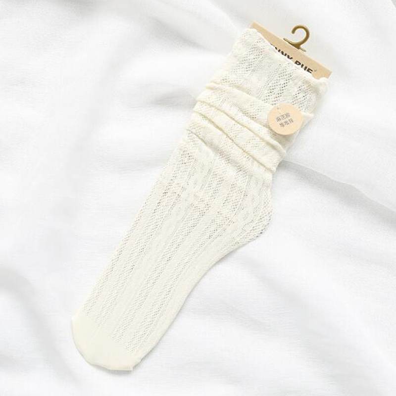 College Style Solid Color Linen Pattern Socks