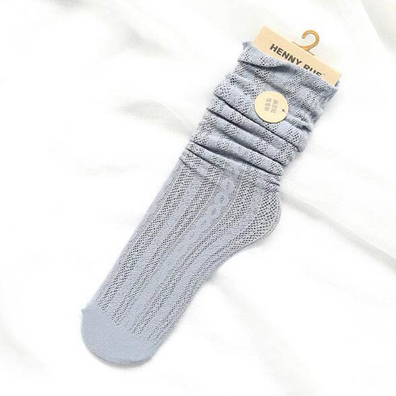 College Style Solid Color Linen Pattern Socks