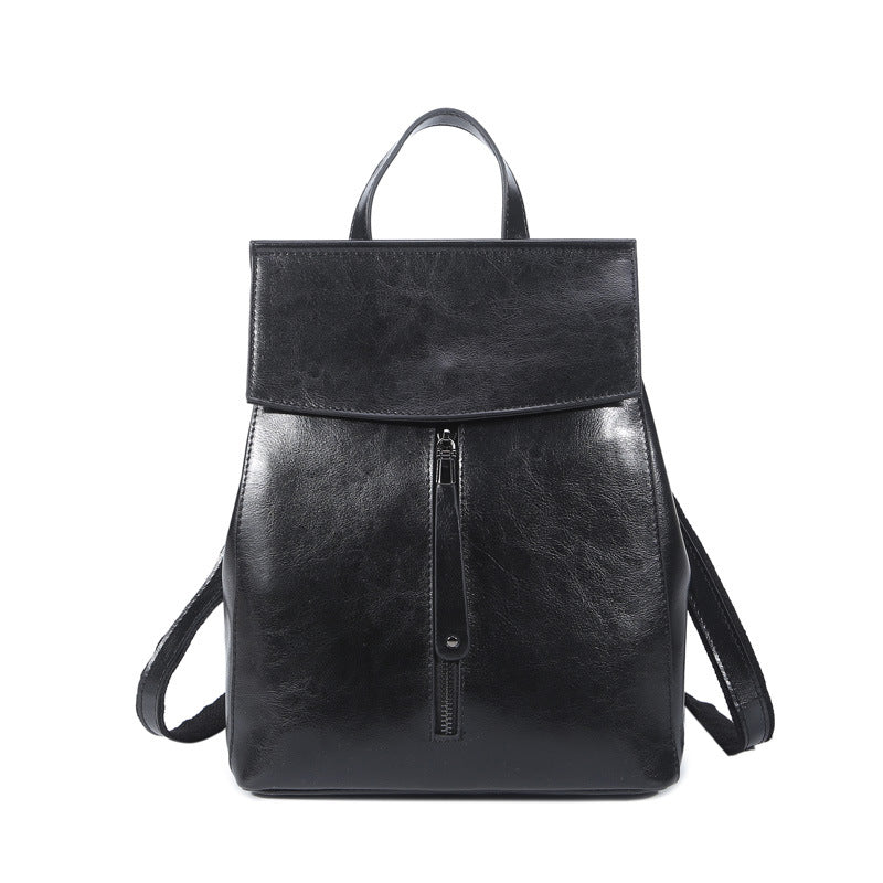 Oil Wax Leather Backpack Leather Handbags New Korean Fashion All-Match Leather Shoulder Bag