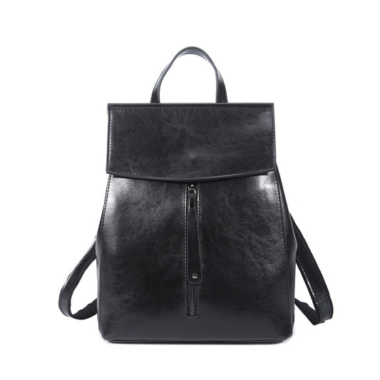 Oil Wax Leather Backpack Leather Handbags New Korean Fashion All-Match Leather Shoulder Bag