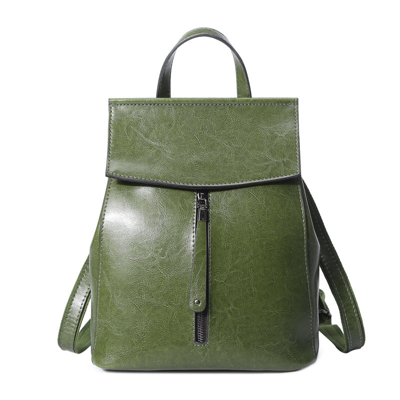 Oil Wax Leather Backpack Leather Handbags New Korean Fashion All-Match Leather Shoulder Bag