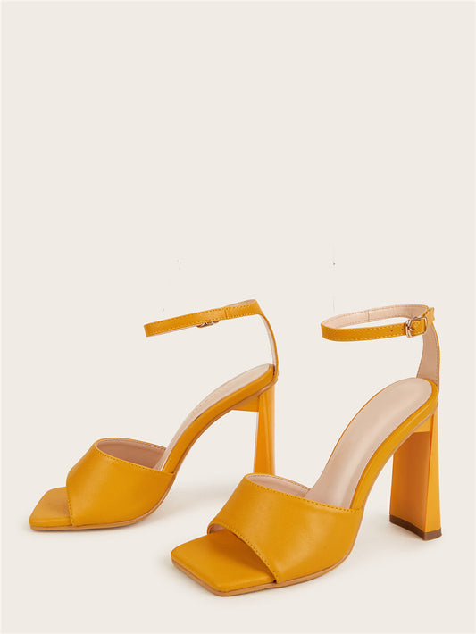 Sexy Open-toe Bag-heel Buckle-style High Heels