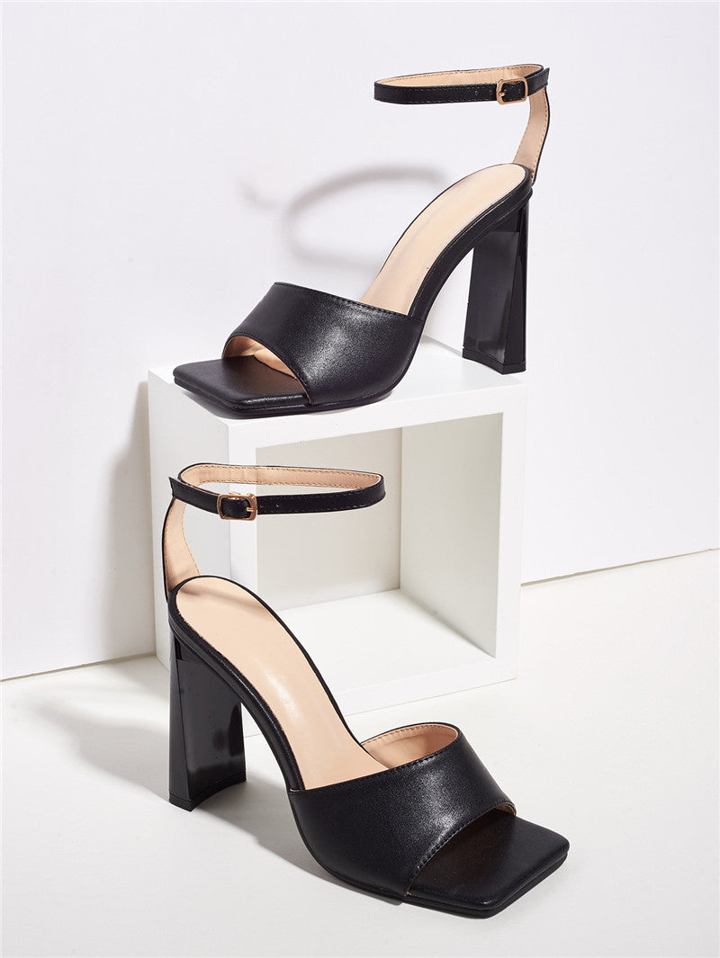 Sexy Open-toe Bag-heel Buckle-style High Heels