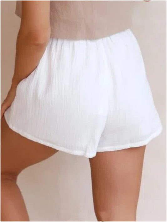 European And American Solid Color High-waisted Wide-leg Shorts