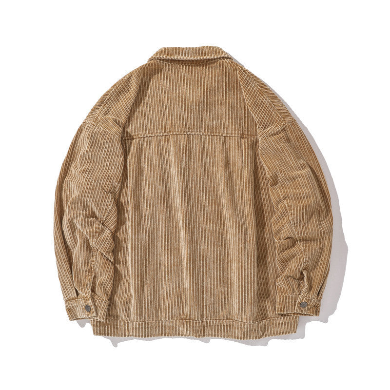 Lapel Solid Color Wear Corduroy Jacket