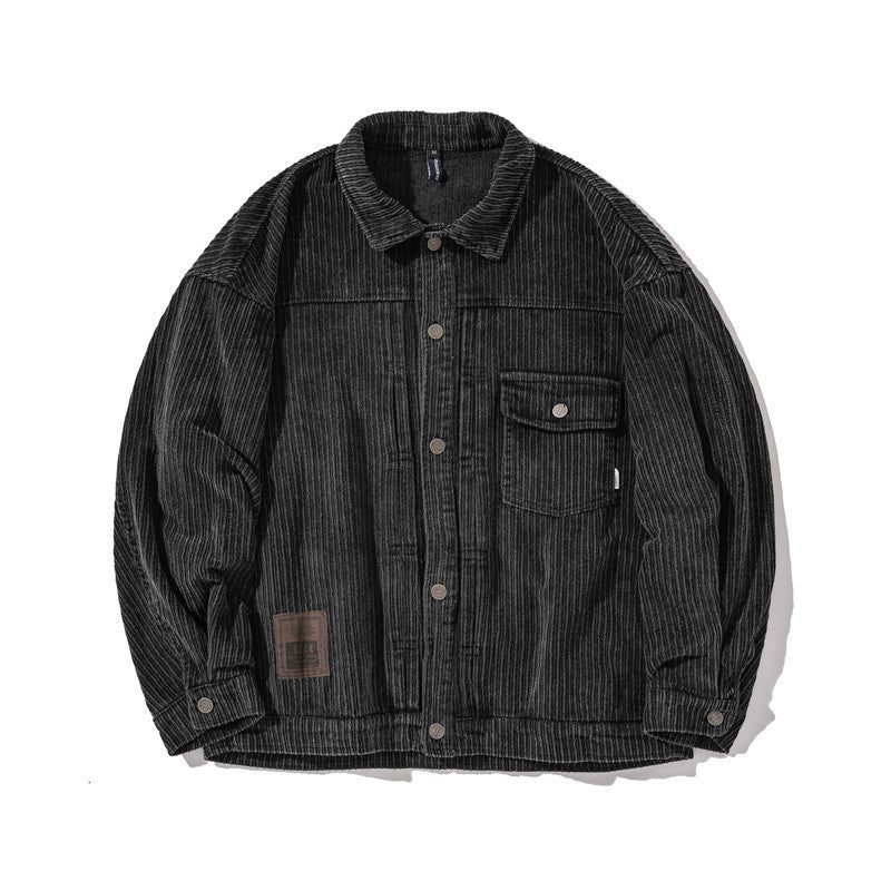 Lapel Solid Color Wear Corduroy Jacket