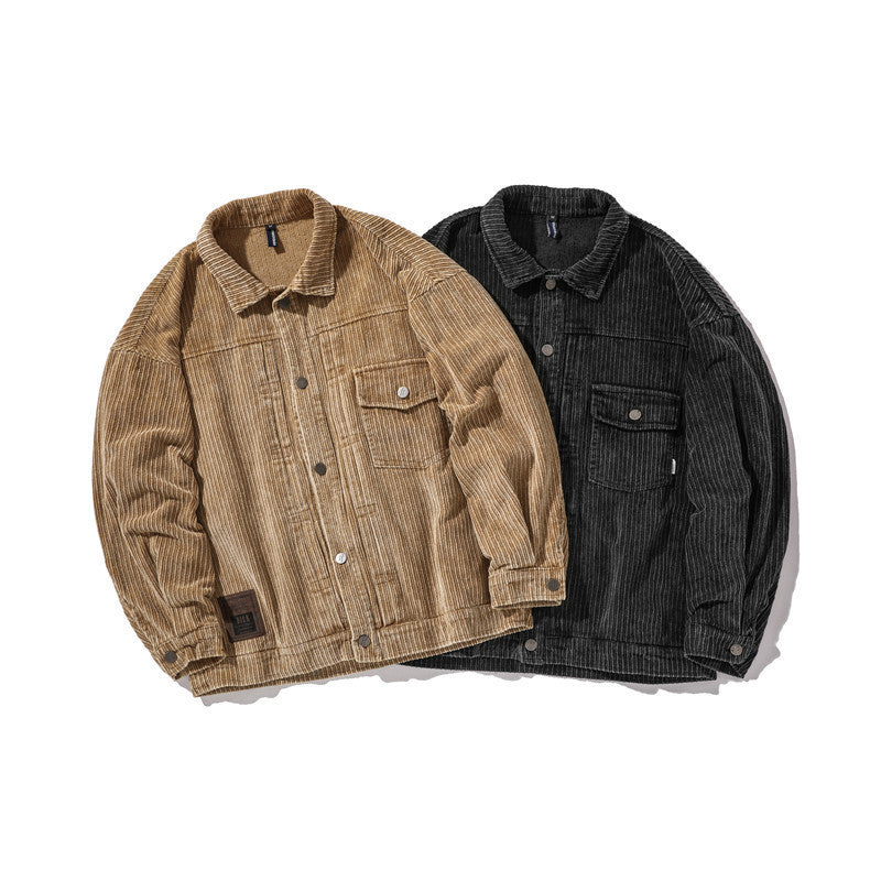 Lapel Solid Color Wear Corduroy Jacket