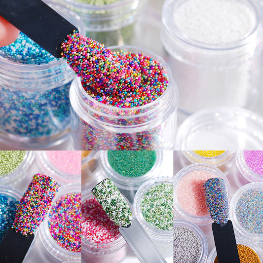 Transparent Symphony Farverige Bobleperler Mikrokugle Glas Ikke-porøse Små Runde Perler Neglekunst