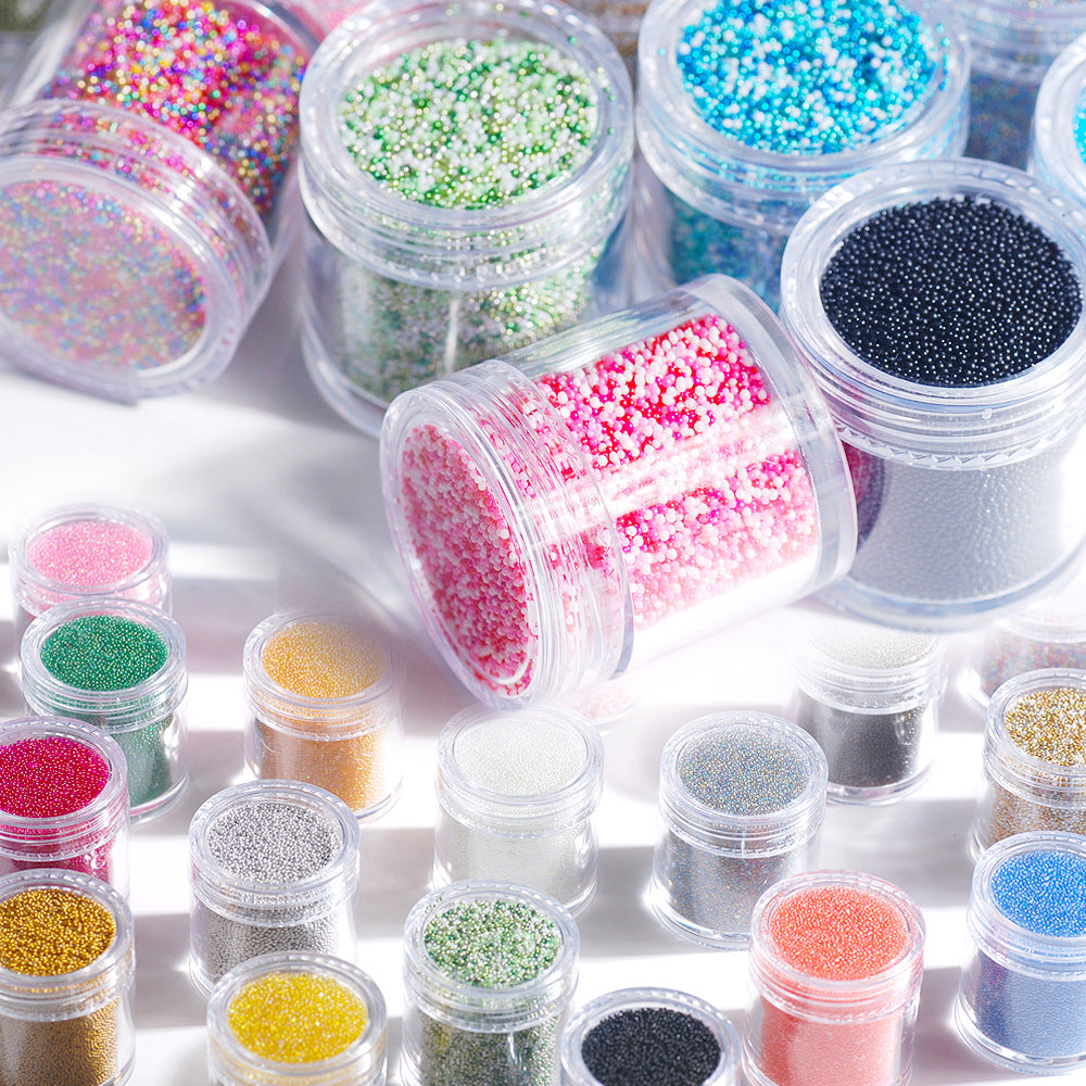 Transparent Symphony Colorful Bubble Beads Microbead Glass Non-porous Small Round Beads Nail Art