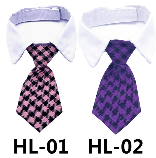 Pet Tie Print Cat And Dog Accessories Solid Color Striped Check Tie