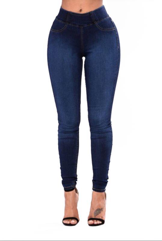 Women's Elastic Waist Jeans Trousers