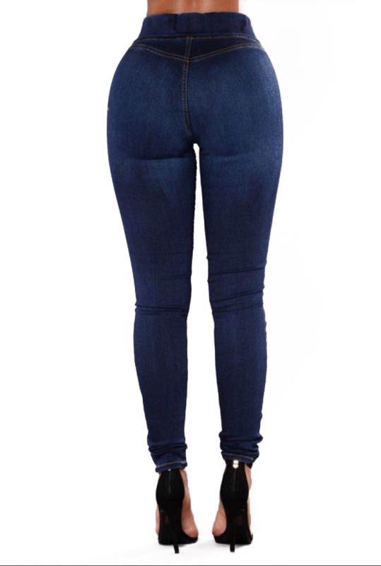 Women's Elastic Waist Jeans Trousers