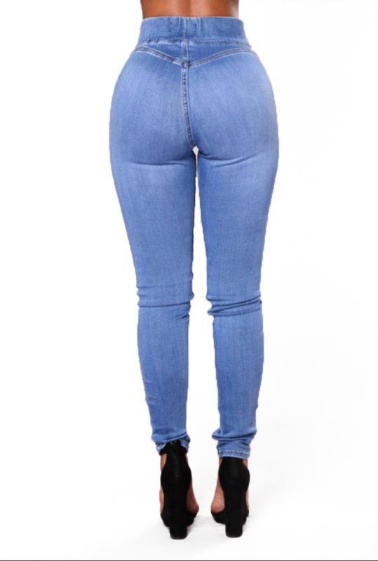 Women's Elastic Waist Jeans Trousers