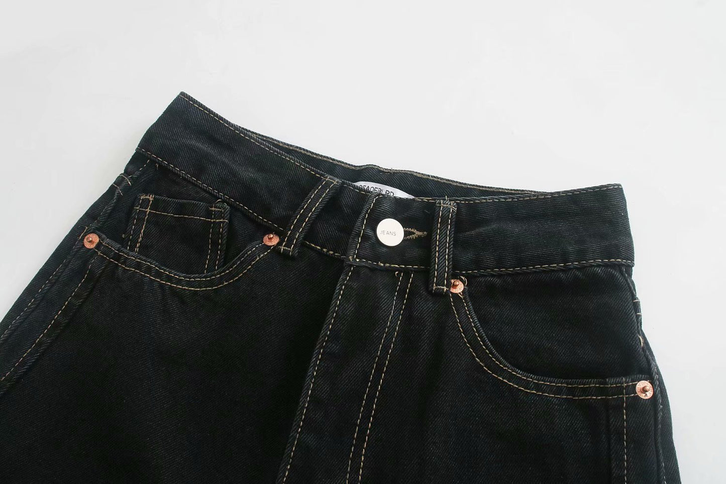 High Waist Slim Wide Leg Straight Denim Trousers