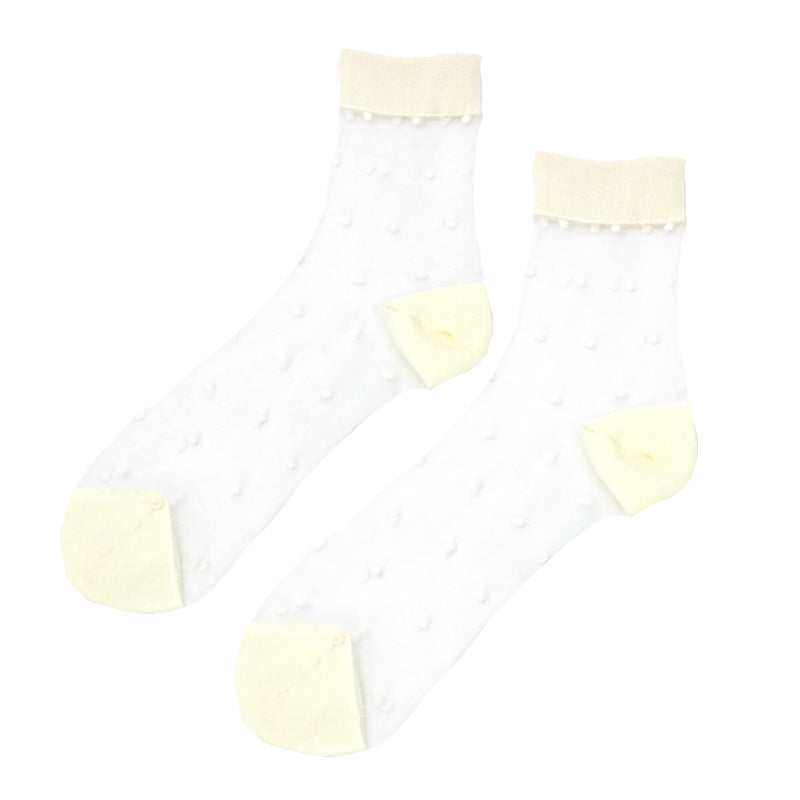 Transparent polka dot stained glass silk women's socks