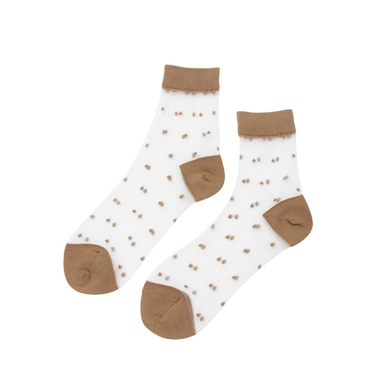 Transparent polka dot stained glass silk women's socks
