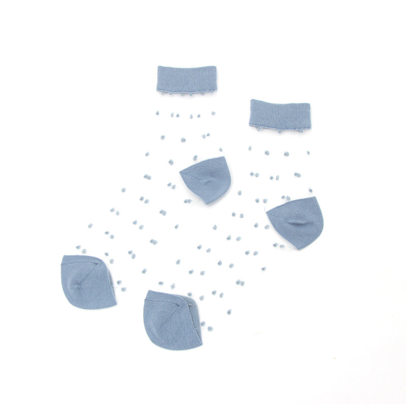 Transparent polka dot stained glass silk women's socks