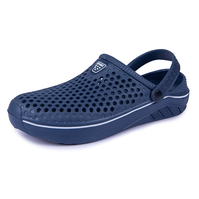 Summer Wading Shoes Lovers Breathable Semi-Support Baotou Hole Shoes Beach Shoes White Slippers