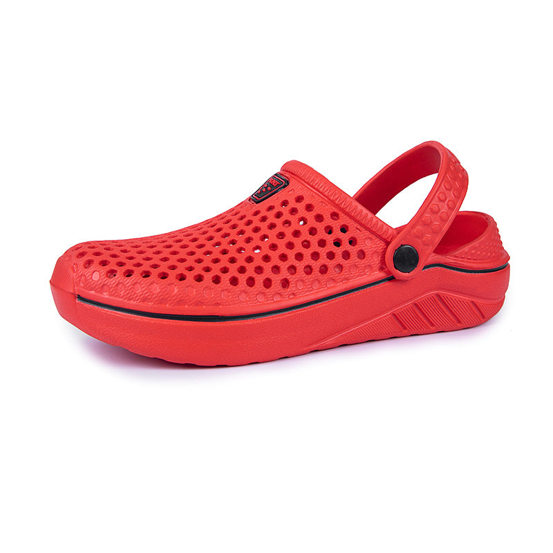 Summer Wading Shoes Lovers Breathable Semi-Support Baotou Hole Shoes Beach Shoes White Slippers