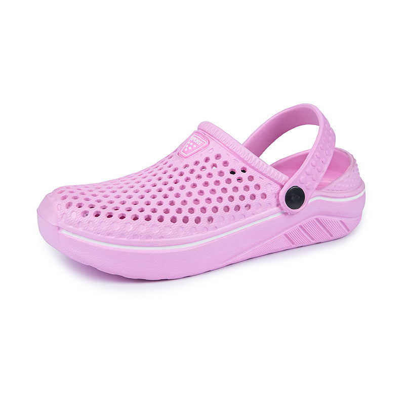Summer Wading Shoes Lovers Breathable Semi-Support Baotou Hole Shoes Beach Shoes White Slippers