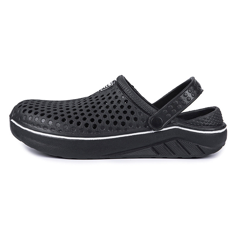 Summer Wading Shoes Lovers Breathable Semi-Support Baotou Hole Shoes Beach Shoes White Slippers