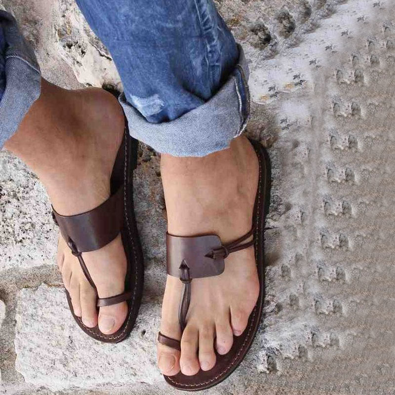 Ny stil store flade damers sandaler med flad tå