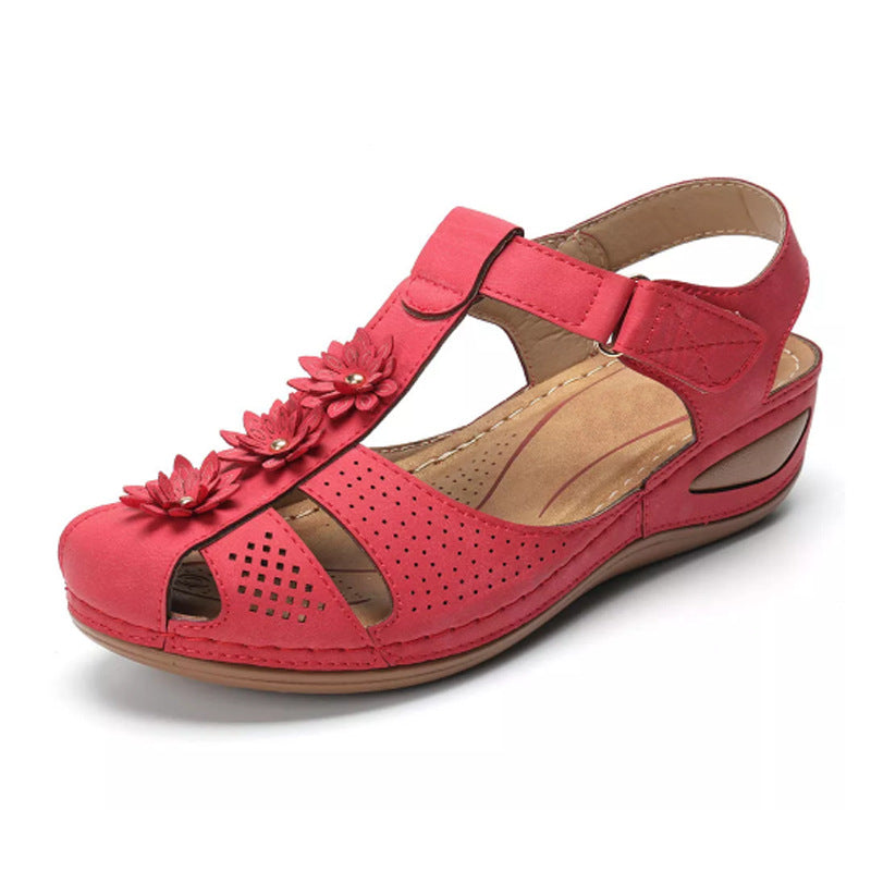 Summer Women's Plus Size Soft Soled Round Toe Velcro Wedge Women Sandals
