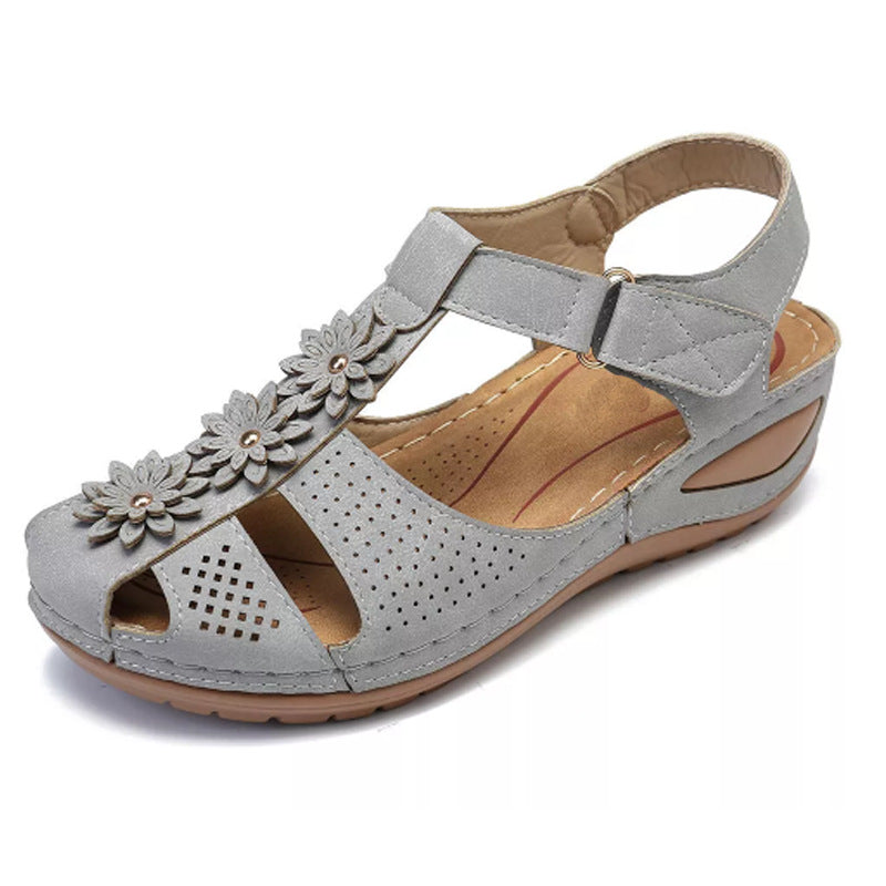 Summer Women's Plus Size Soft Soled Round Toe Velcro Wedge Women Sandals