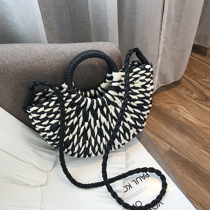 Thai Straw Bag Woven Handbag Vegetable Basket Bag Colorful Beach Seaside Travel Woven Handbag