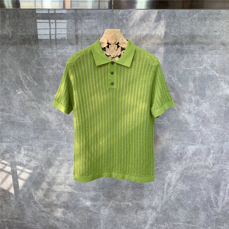 Flot Strikket Polo T-shirt med Korte Ærmer i Høj Kvalitet