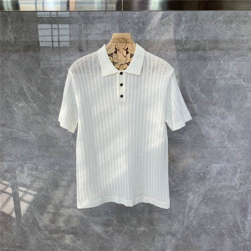 Flot Strikket Polo T-shirt med Korte Ærmer i Høj Kvalitet