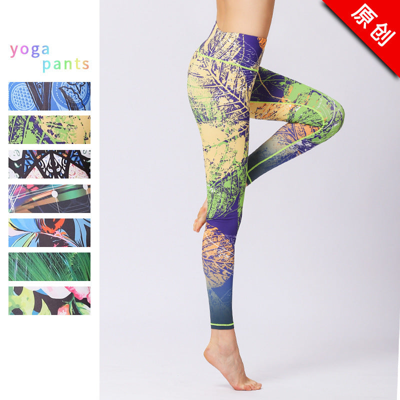 New European And American Original Brand Yoga Pants Women'S Printed Dance Tights