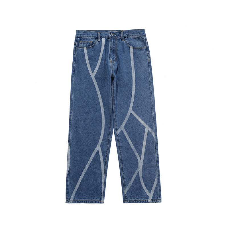 Vaskede stribede herrebukser afslappede jeans
