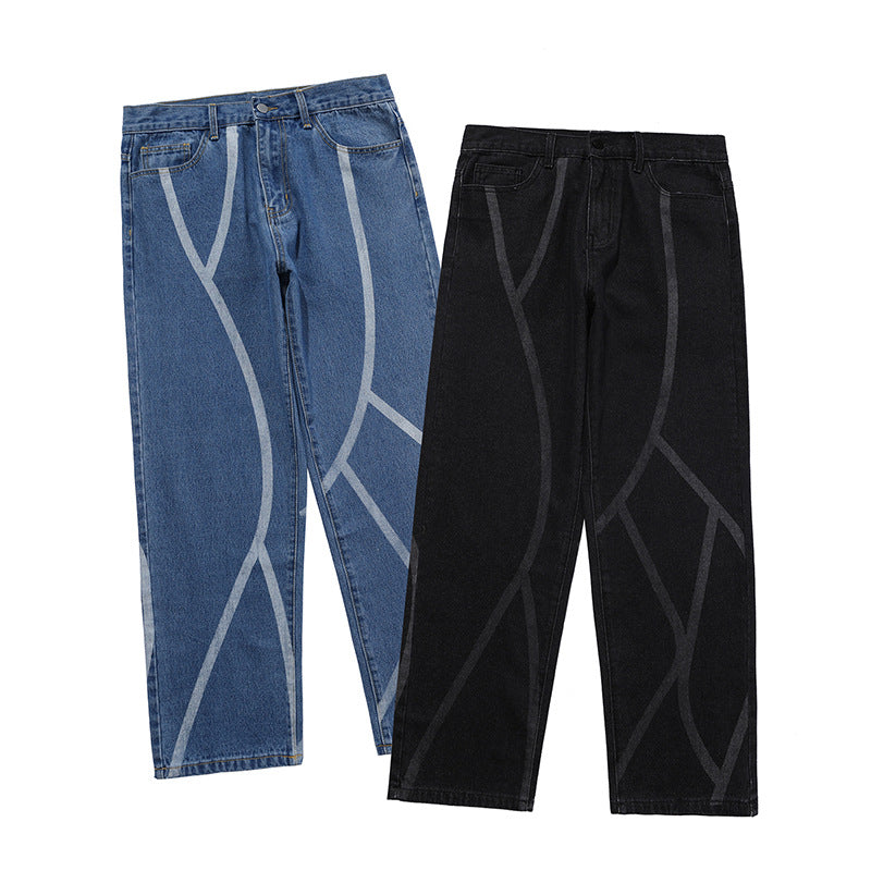 Vaskede stribede herrebukser afslappede jeans