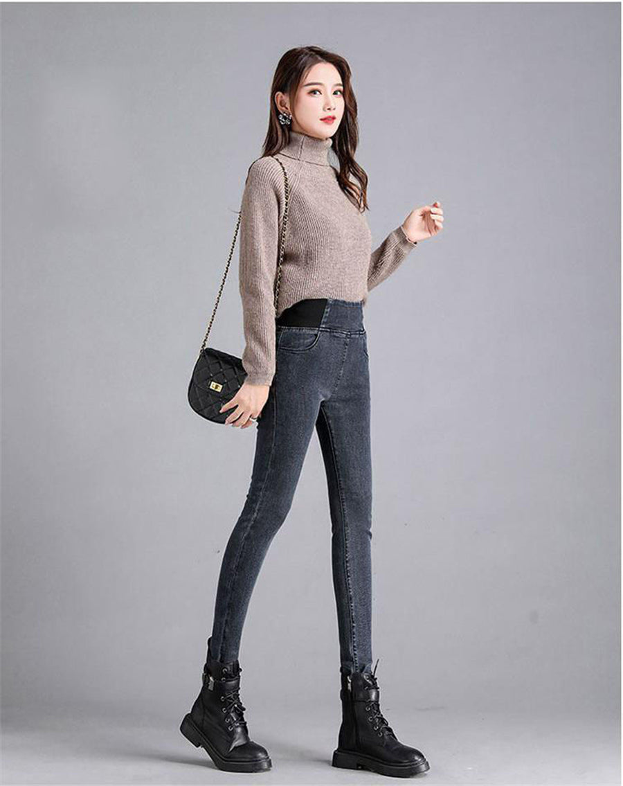 High Waist Stretch Jeans Female Trousers Autumn Winter