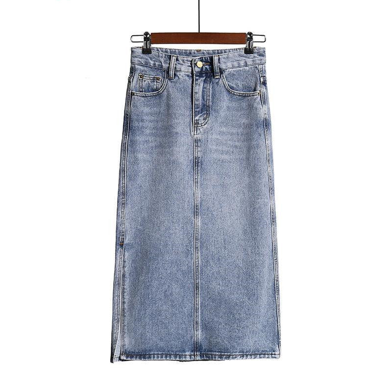 Skirt High Waist Slimming Loose Hem Slit A-Line Skirt Female Spring And Autumn Korean Denim Skirt