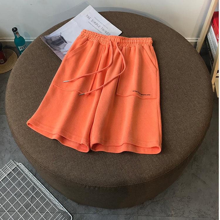 Letter Five Pants Women Korean Style Loose Straight-leg Hong Kong-style Sports Casual Beach Pants