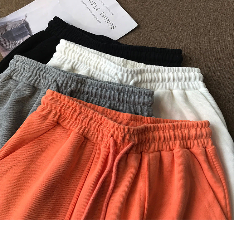 Letter Five Pants Women Korean Style Loose Straight-leg Hong Kong-style Sports Casual Beach Pants