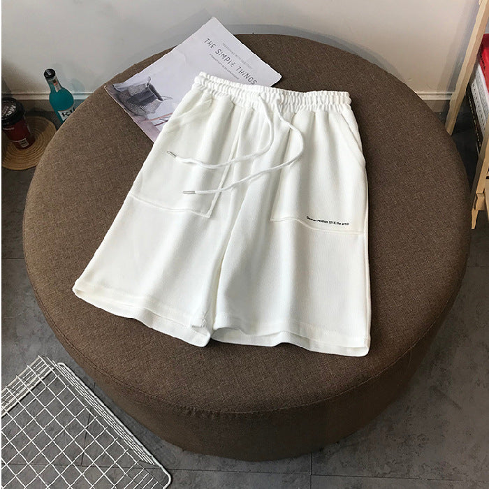Letter Five Pants Women Korean Style Loose Straight-leg Hong Kong-style Sports Casual Beach Pants