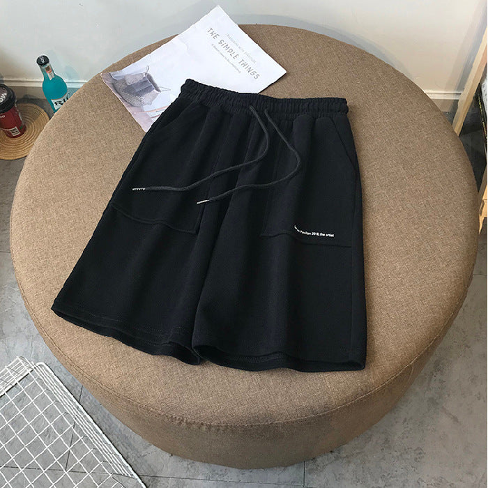 Letter Five Pants Women Korean Style Loose Straight-leg Hong Kong-style Sports Casual Beach Pants